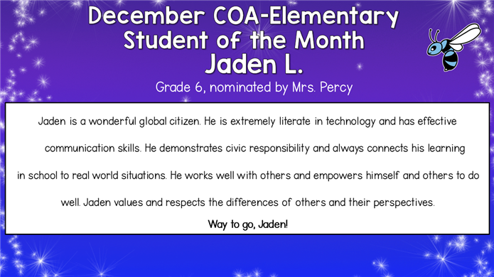  December Student of the Month